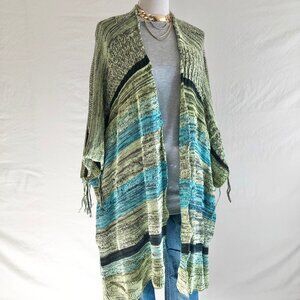 Goddis "Bullito Poolside" Fringe Sweater Knit Cover Up Speckled Knit Size S/M